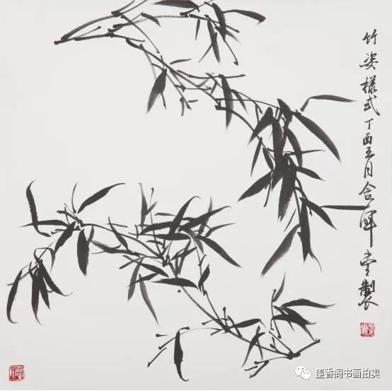 风竹的画法  竹子在风中更能体现出其弯而不折的气结.
