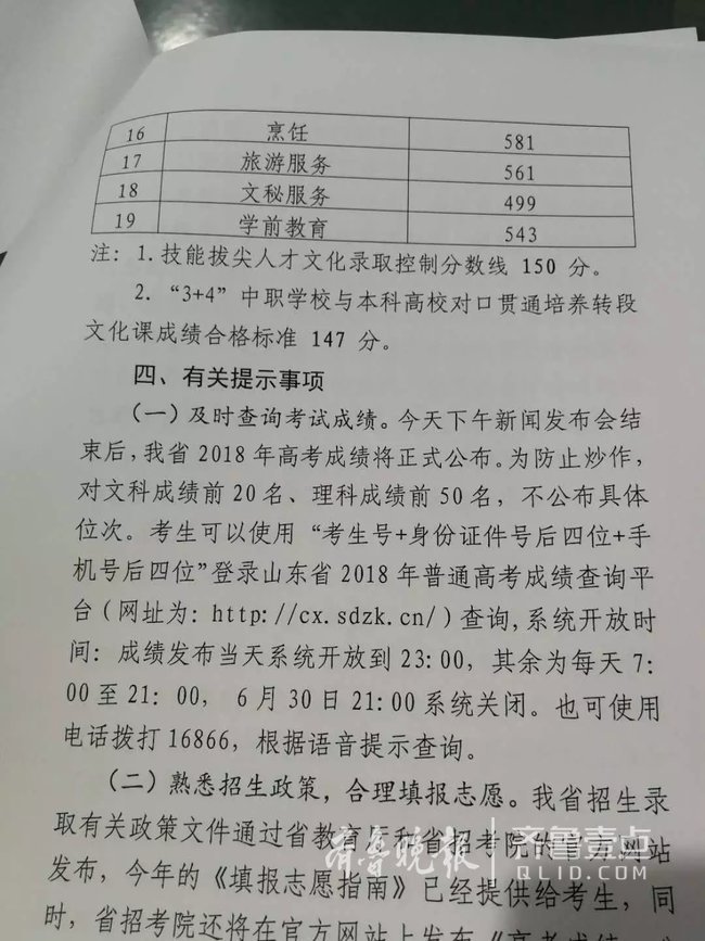 重磅!2018山东高考文理科分数线出炉,今年算高