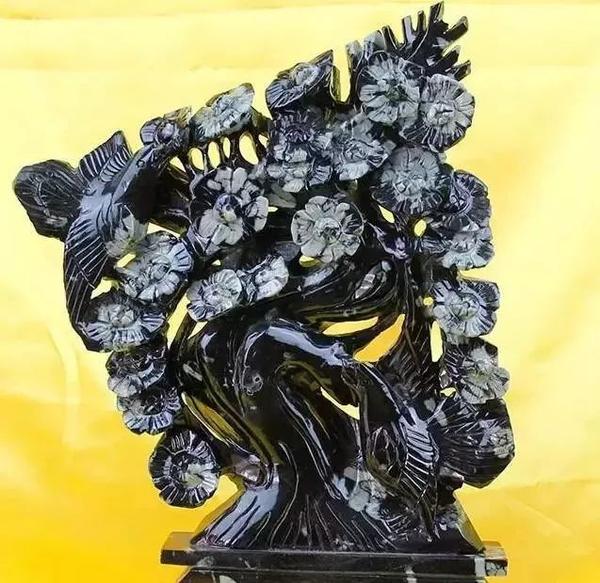 洛阳牡丹石雕件 国画石