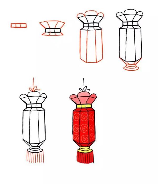 2021新年简笔画，用灯笼、鞭炮、红包一起迎接春节吧