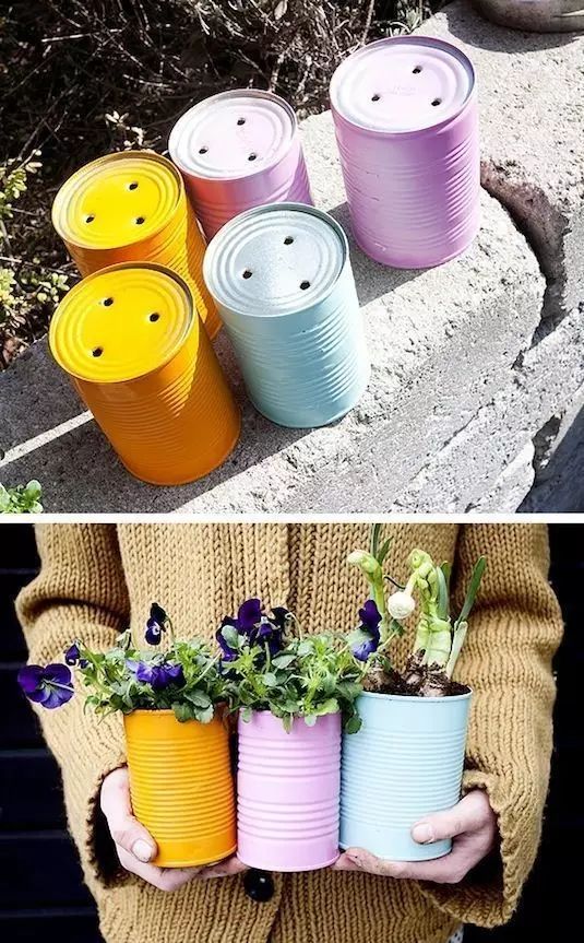 塑料牛奶桶制作花盆图片