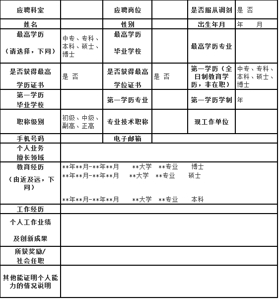 招工简历表格样本图片图片