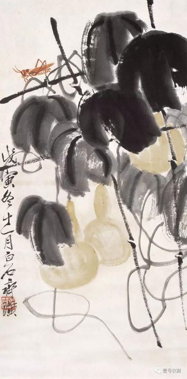 齐白石1938年作 葫芦蚱蜢