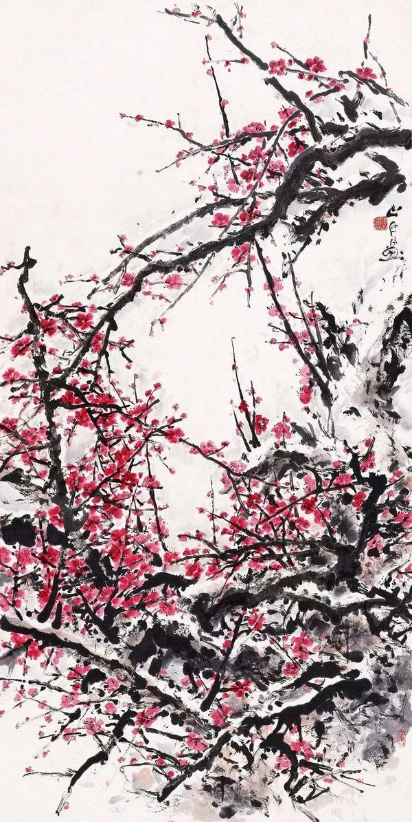 大师关山月的雪梅迎春图!美美美!