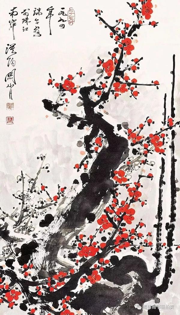 大师关山月的雪梅迎春图!美美美!