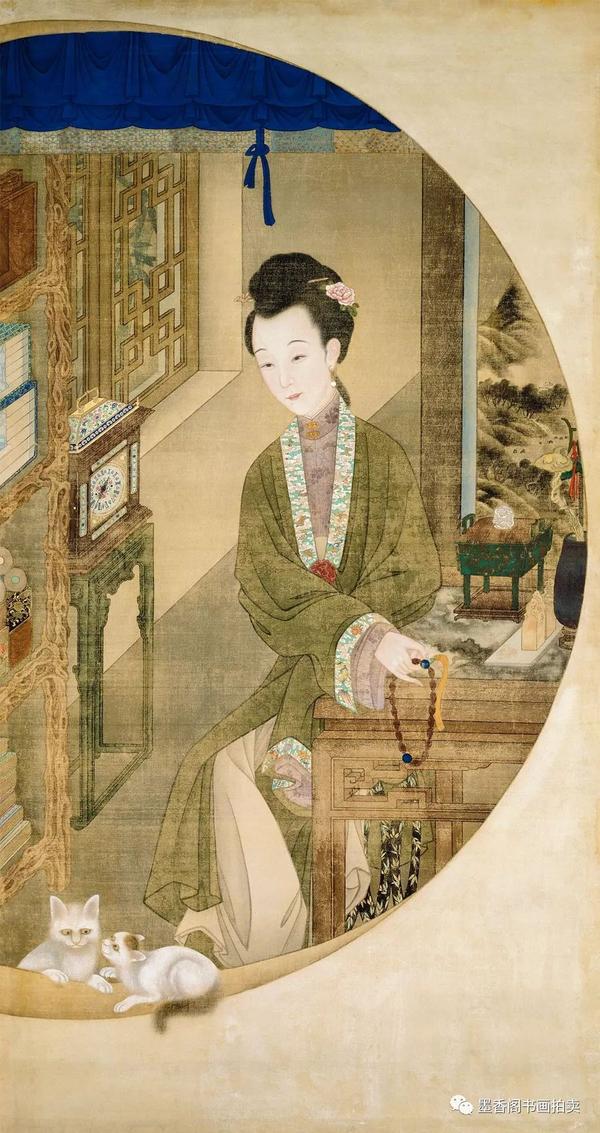 清初宫廷工笔重彩人物画《十二美人图》