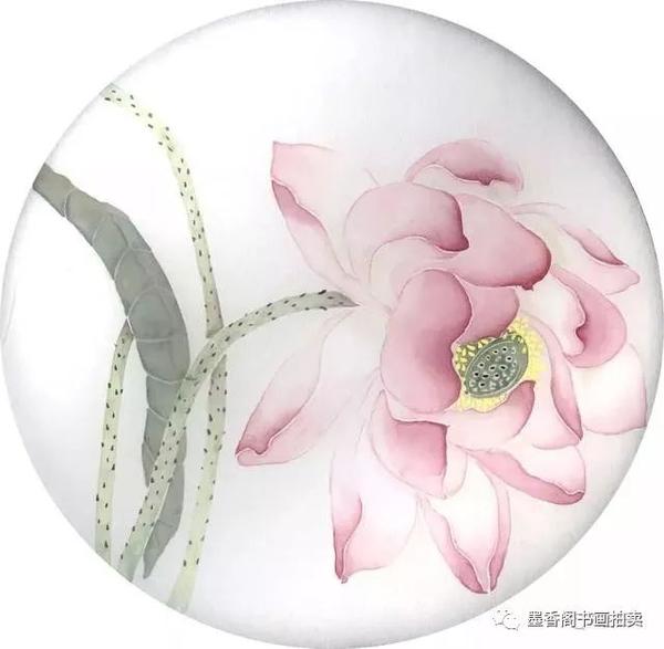 吴淑萍没骨花卉团扇作品欣赏