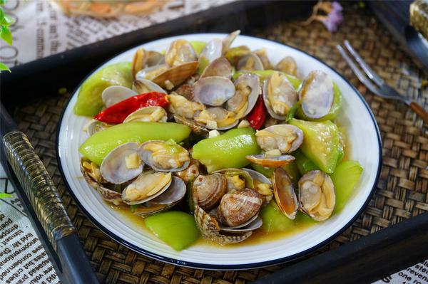 丝瓜蒜蓉炒花甲