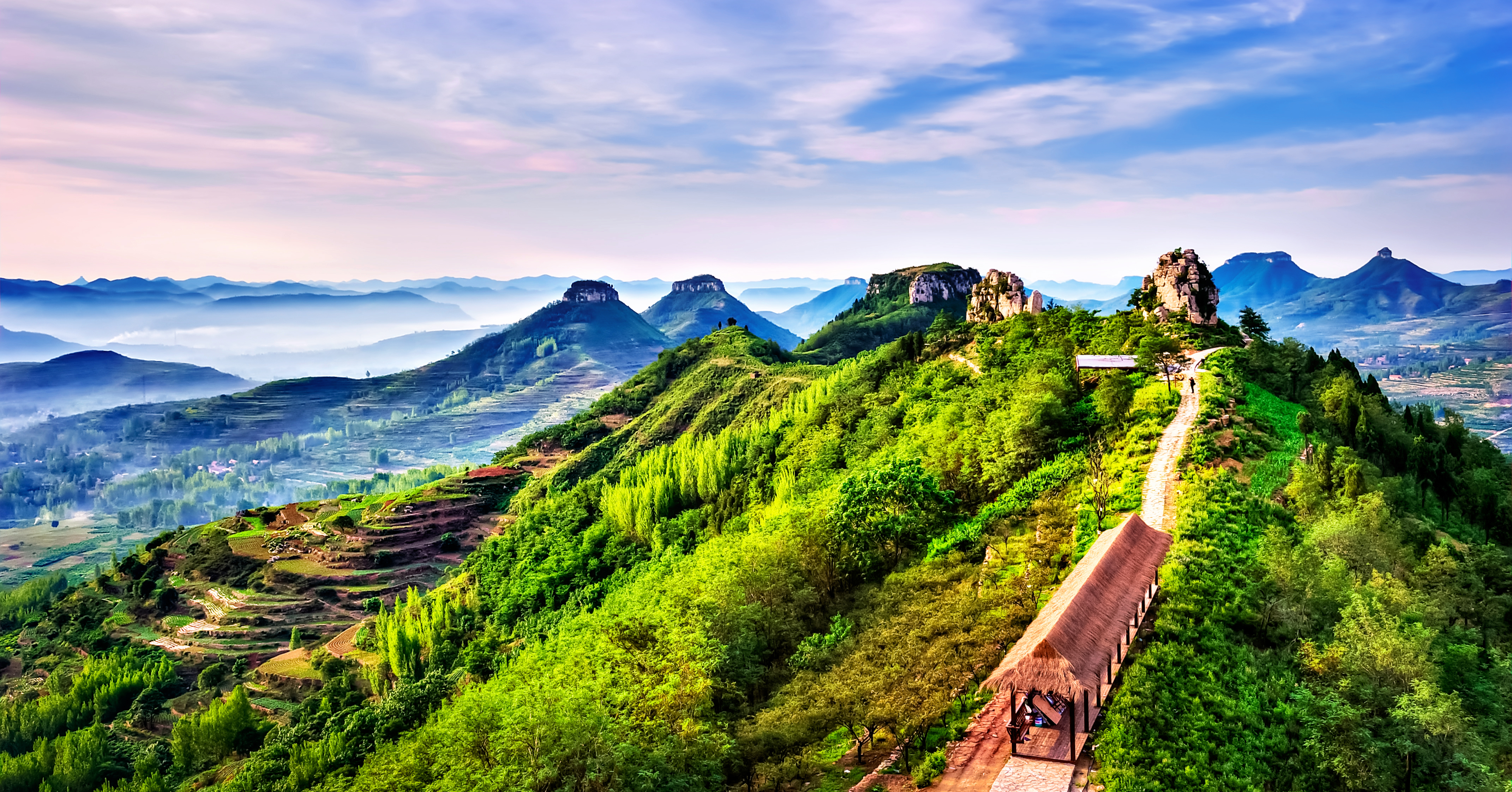 vr全景航拍,给岱崮地貌"空中画像"