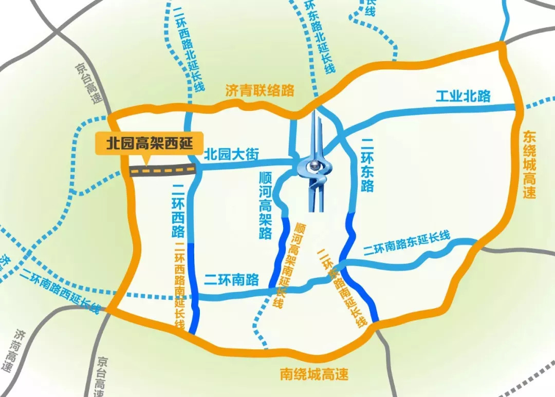将与顺河高架,二环南路,二环东路,二环西路共同组成主城区的快速走廊