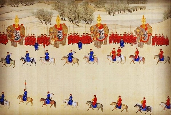 [《康熙南巡图》第一卷:康熙从京师出发的情景]