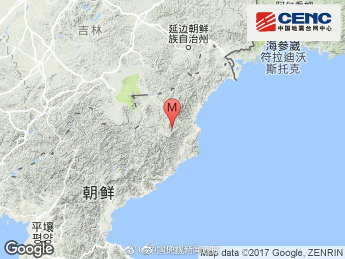 中国地震台网:朝鲜发生3.4级地震,震源深度